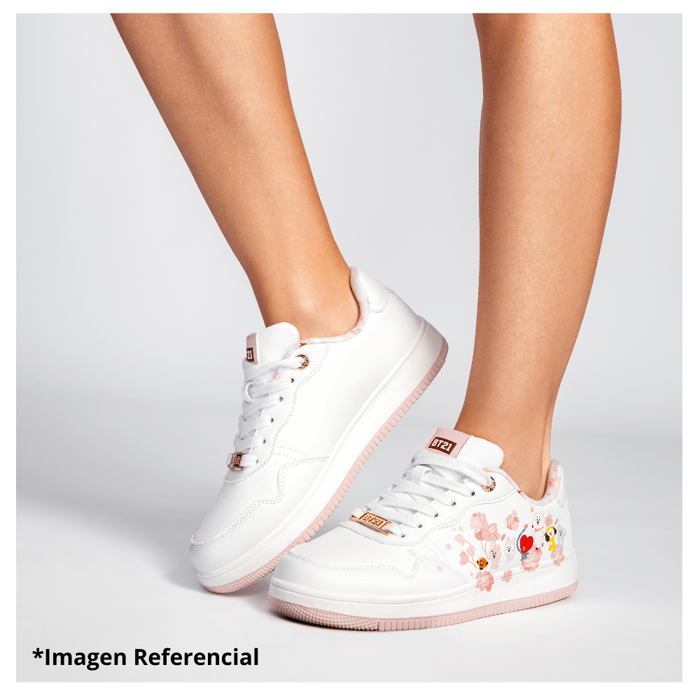 Zapatillas Mujer Casual BT21 BTS Kpop Kawai Blanco Rosado6