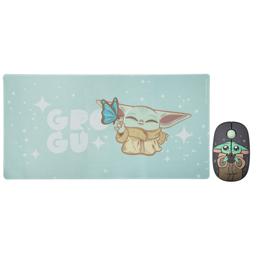 Mouse Inalambrico + Pad Desk Star Wars Baby Yoda Neopreno Antideslizante 80x40 CM Mod 3 0