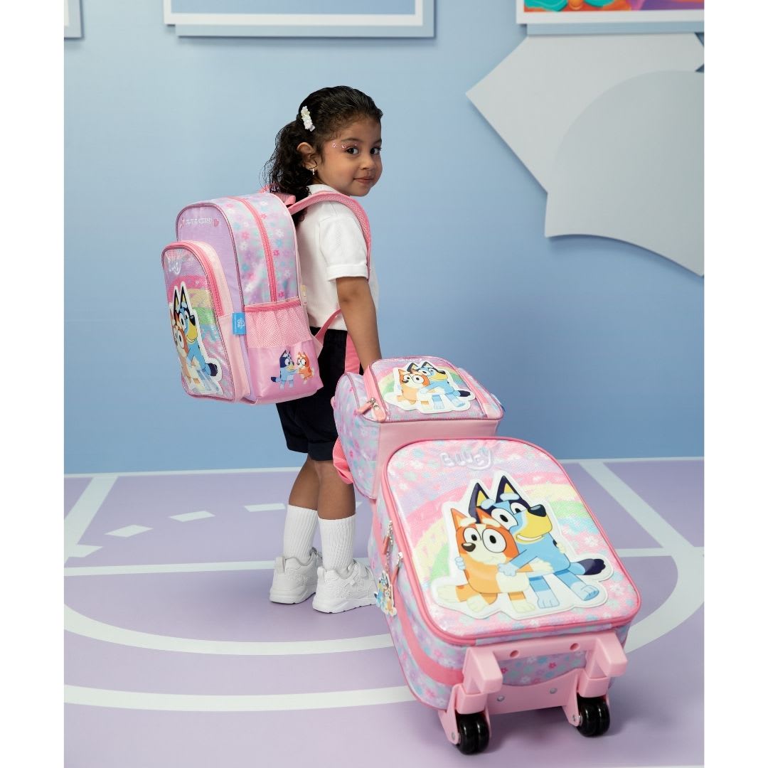 Pack Escolar Maleta Bluey Bingo Rosado Nido8
