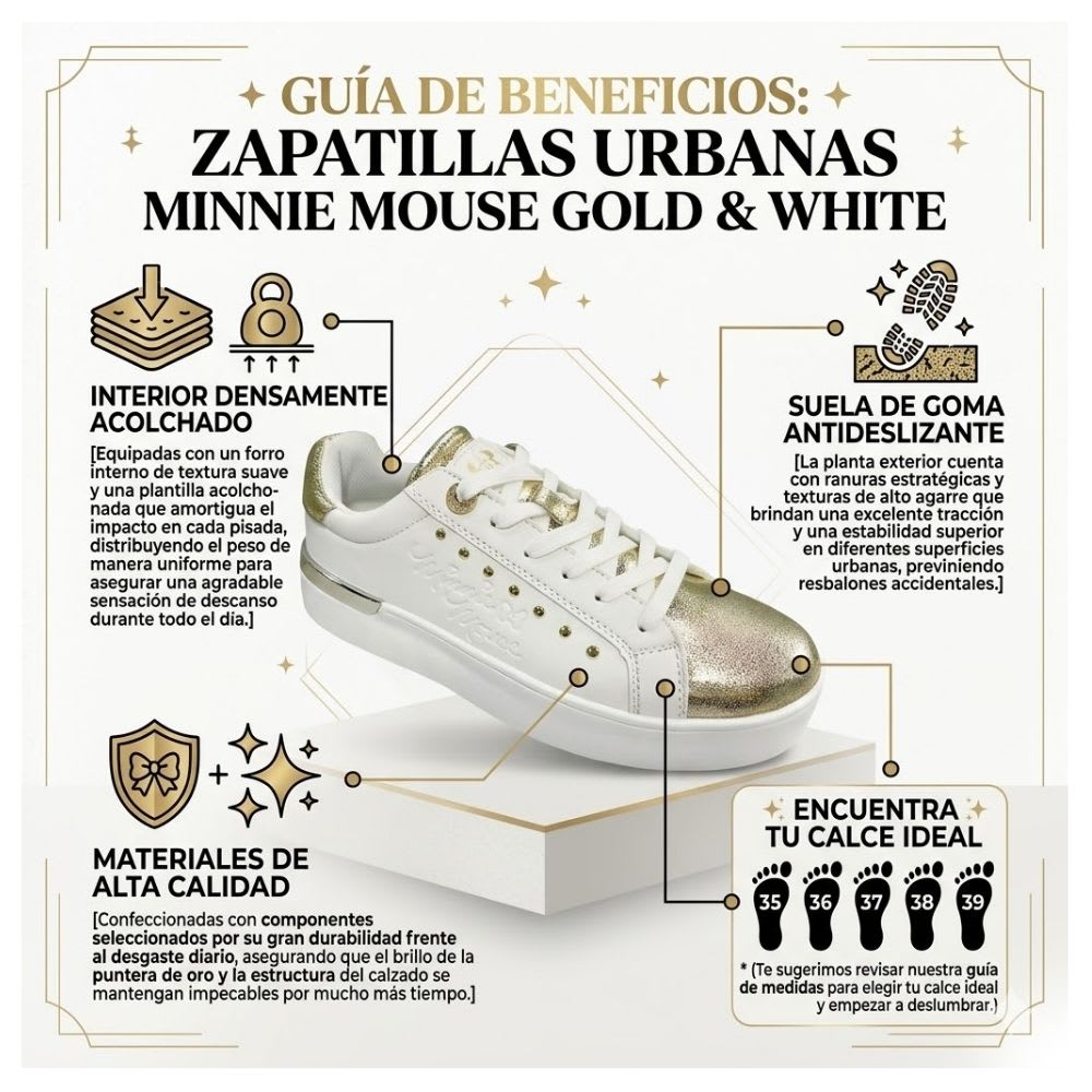 Zapatillas Mujer Minnie Mouse Dorado2