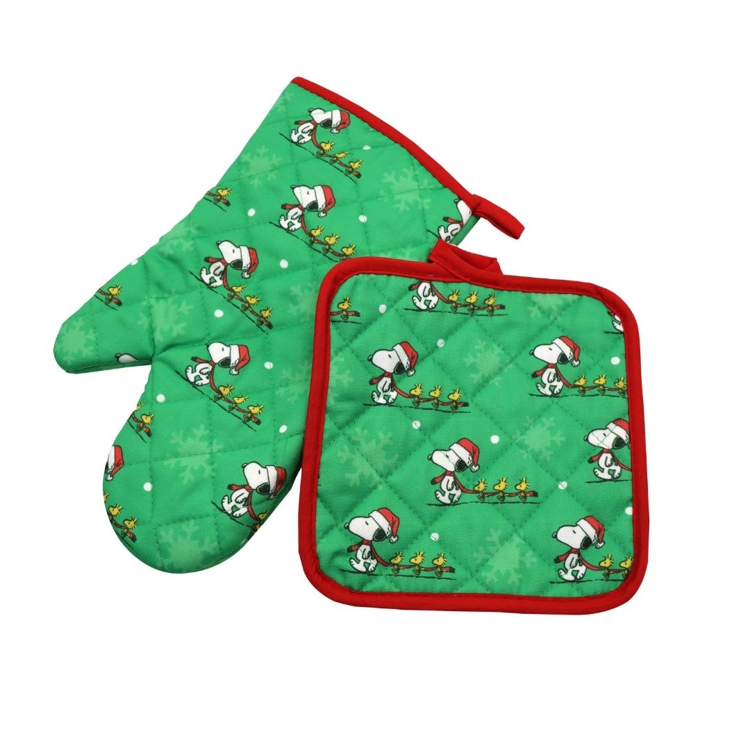 Guante y Toma Olla de Cocina Adulto Snoopy Verde 0