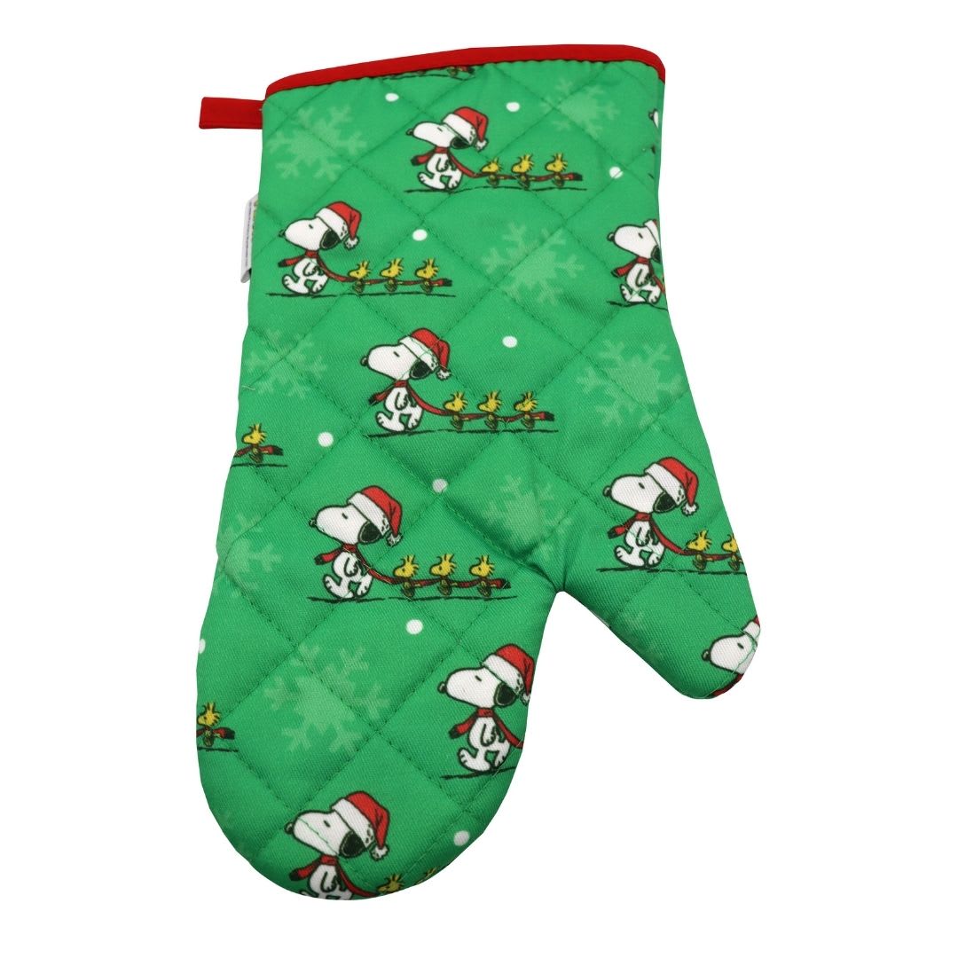 Guante y Toma Olla de Cocina Adulto Snoopy Verde2