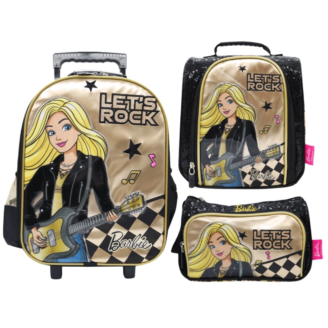 Maleta Oficio + Lonchera + Cartuchera Barbie Rockera 0