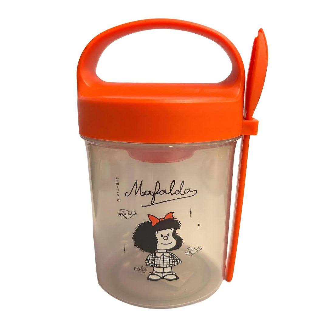 Taper con Cuchara Escolar Mafalda 560 ML Rosado 0