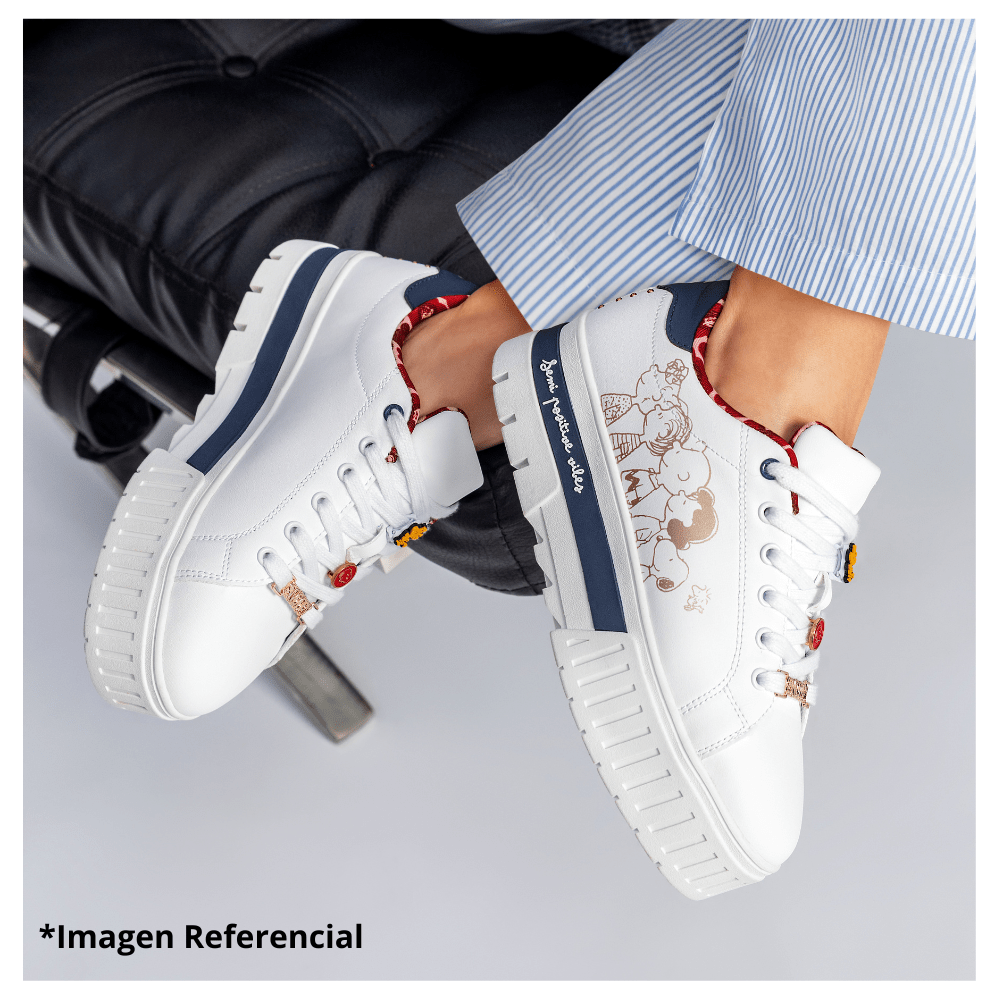 Zapatillas Mujer Casual Snoopy Blanco Azul6