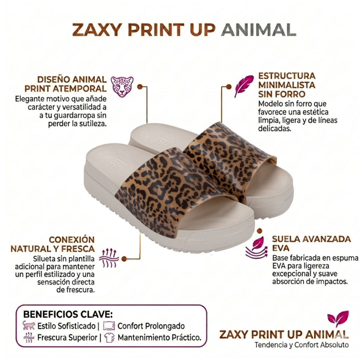 Sandalias Mujer Casual Zaxy Print Up Animal2
