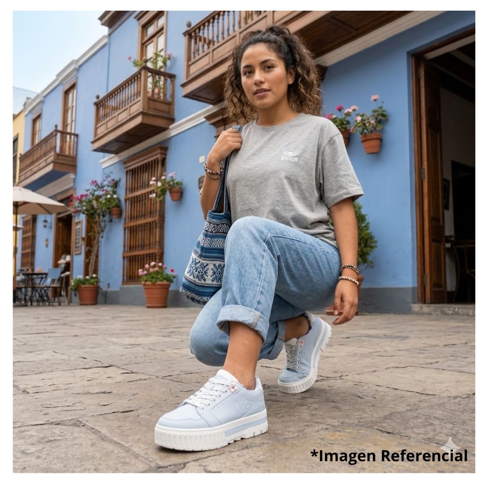 Zapatilla Mujer Casual Stitch Celeste6