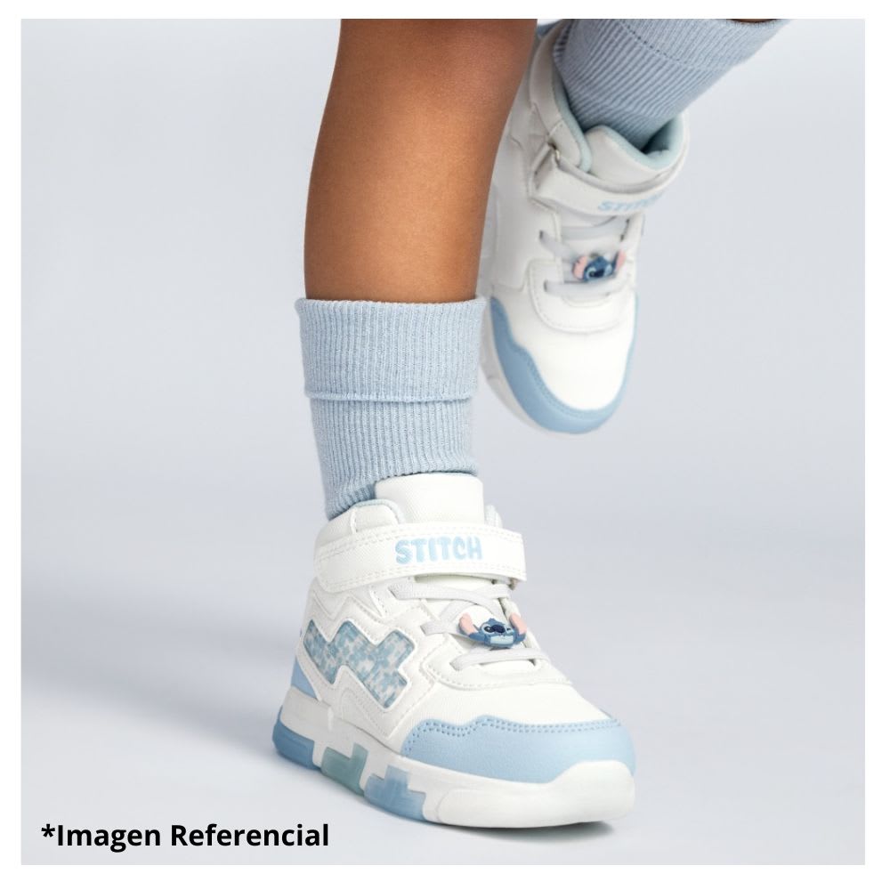 Zapatillas Niña Botin Stitch Blanco Azul con Luces6