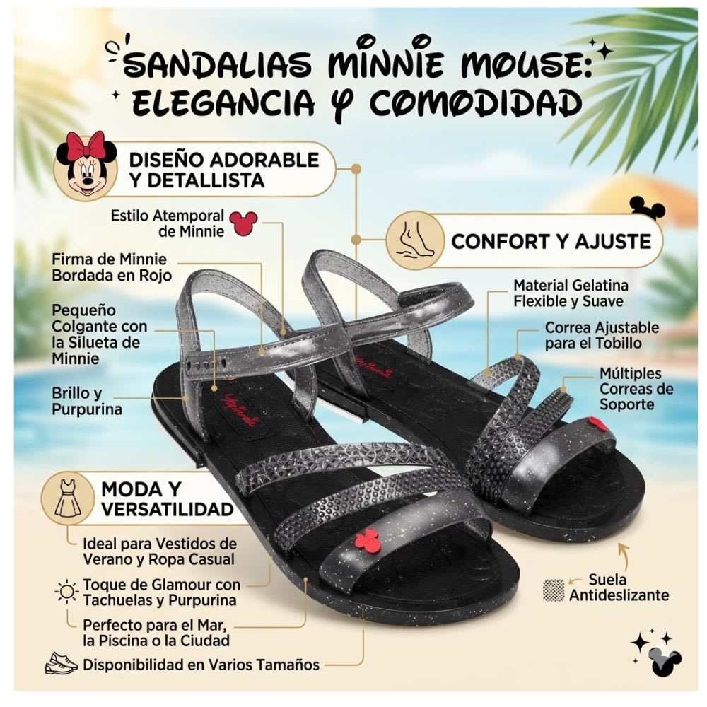 Sandalias Niña Deluxe Minnie Mouse Negro2