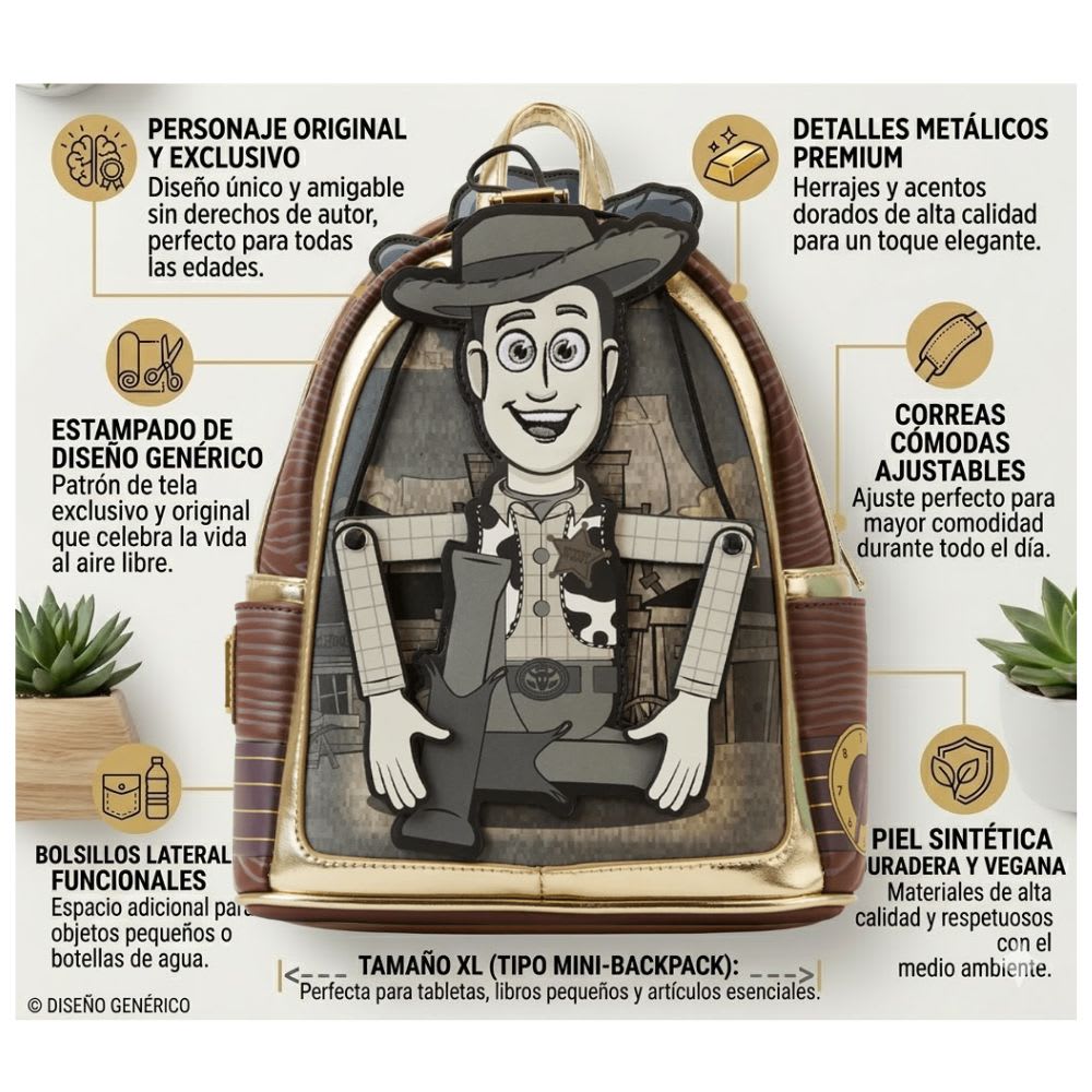 Mini Mochila Loungefly Toy Story Woody Sepia2