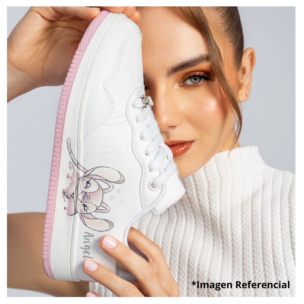 Zapatillas Mujer Casual Angel Stitch Blanco Rosado5