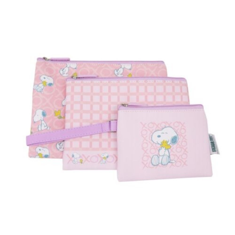 Set de Estuches x3 Snoopy Peanuts Rosado 0