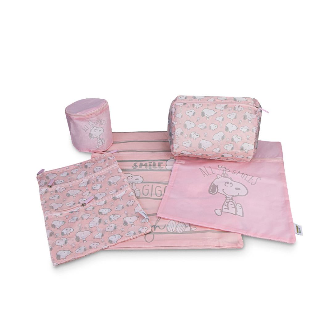 Set 5 Bolsas Organizadoras Snoopy Rosado1