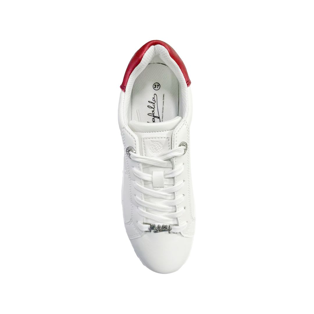 Zapatillas Urbanas Mujer Mafalda Blanco Rojo2