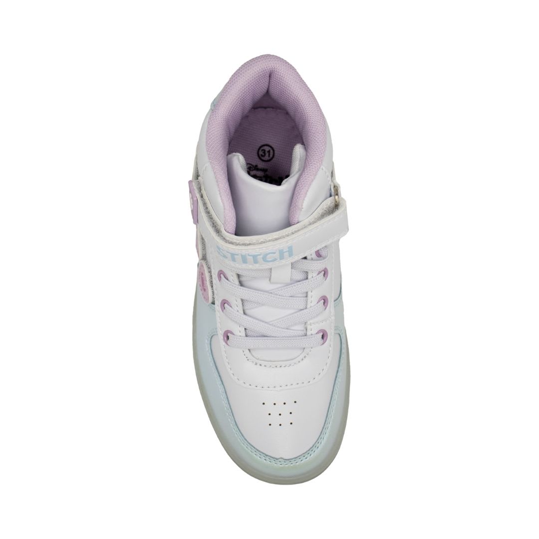 Zapatillas Niña Stitch Botin Blanco Celeste Con Luces3