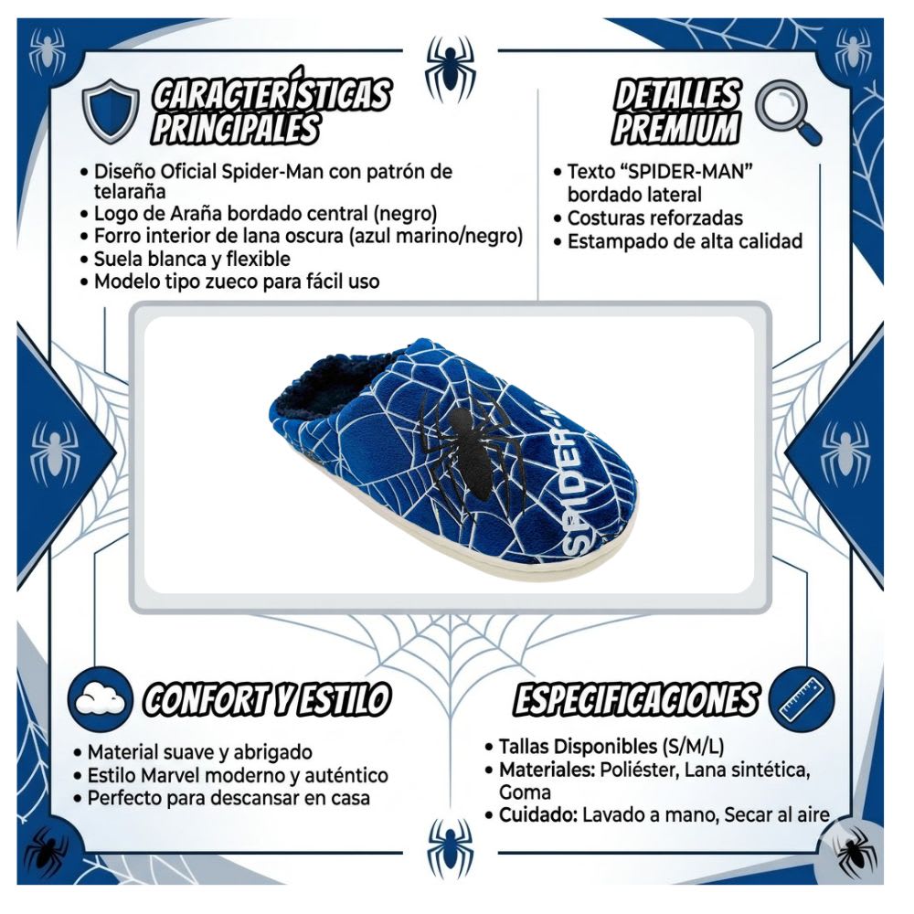 Pantuflas Hombre Spiderman Azul2
