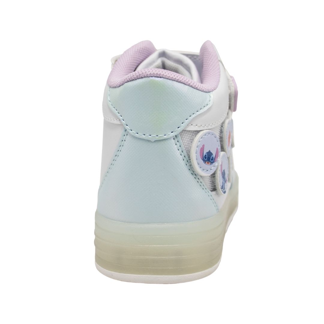 Zapatillas Niña Stitch Botin Blanco Celeste Con Luces4