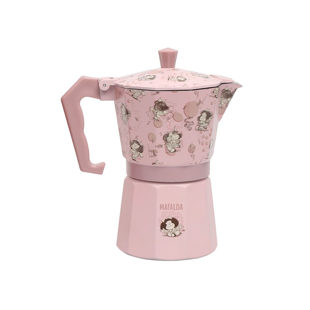 Cafetera Italiana Aluminio Mafalda Rosado 0