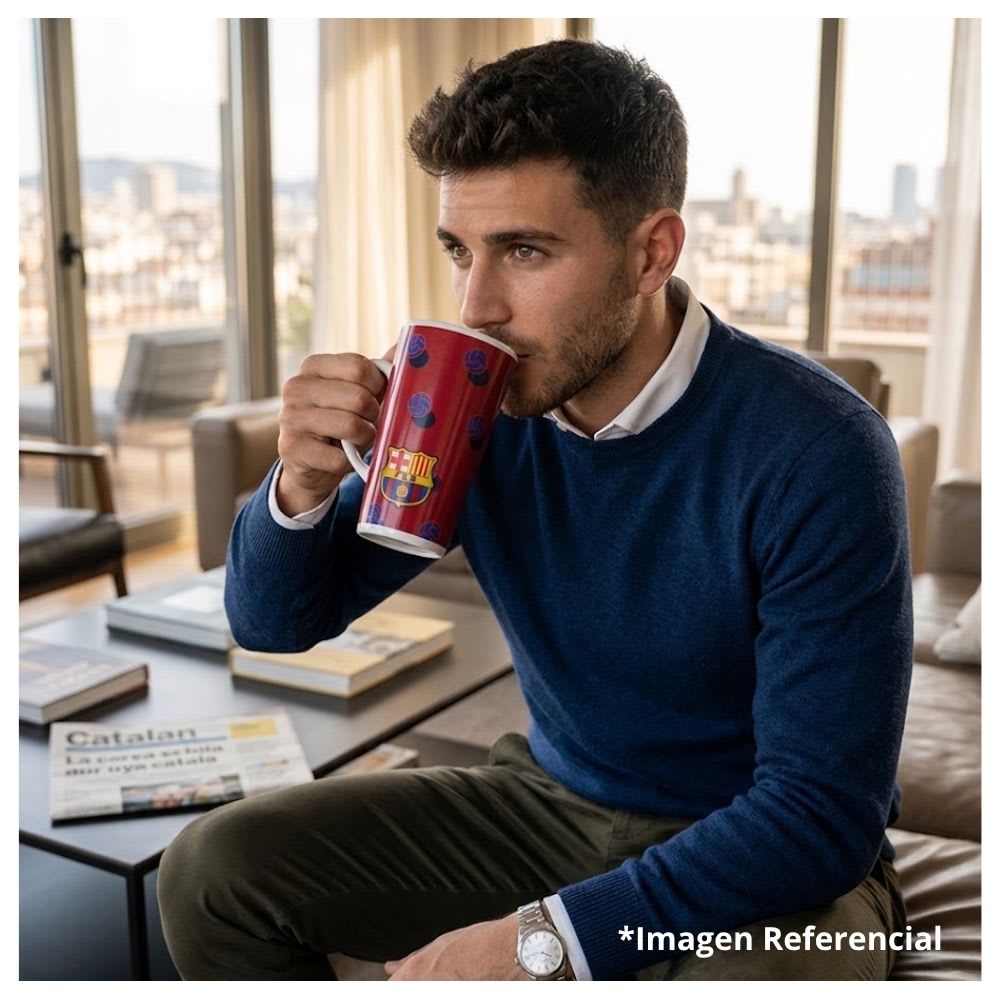 Mug Taza Alta Barcelona Futbol Rojo 480 ML4