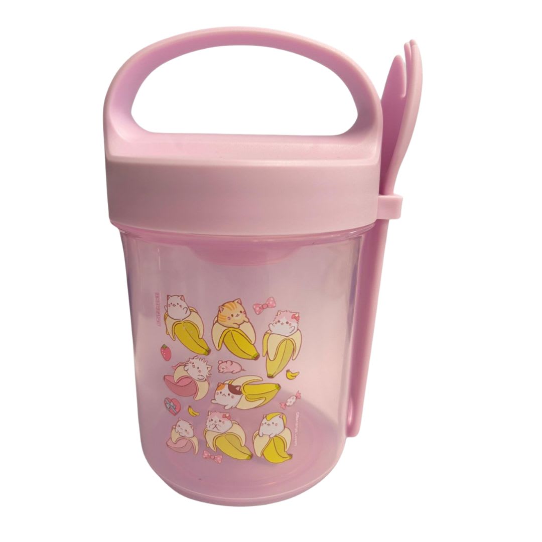 Taper con Cuchara Escolar Bananya Anime 560 ML 0