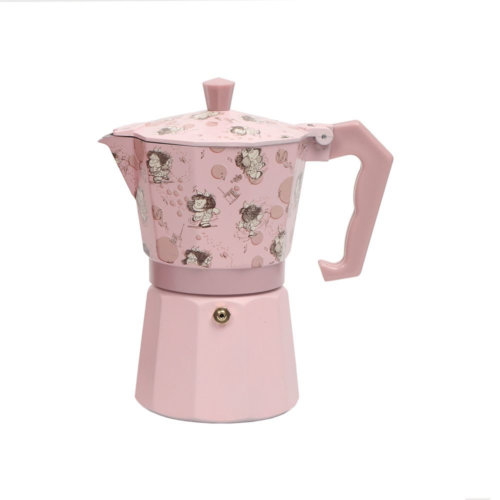 Cafetera Italiana Aluminio Mafalda Rosado2