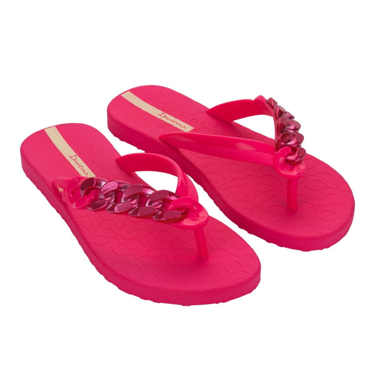 Sandalias Mujer Casual Ipanema Metal Glam Fucsia Con Cadenas 0
