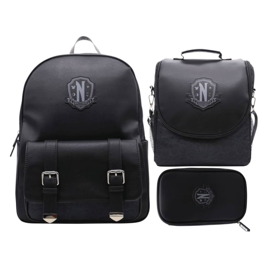 Pack Escolar Mochila Merlina Addams Negro Oficio 0