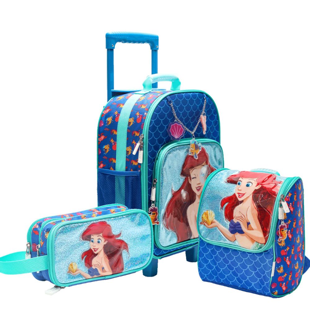 Pack Escolar Maleta Princesa Ariel La Sirenita Azul Oficio 0