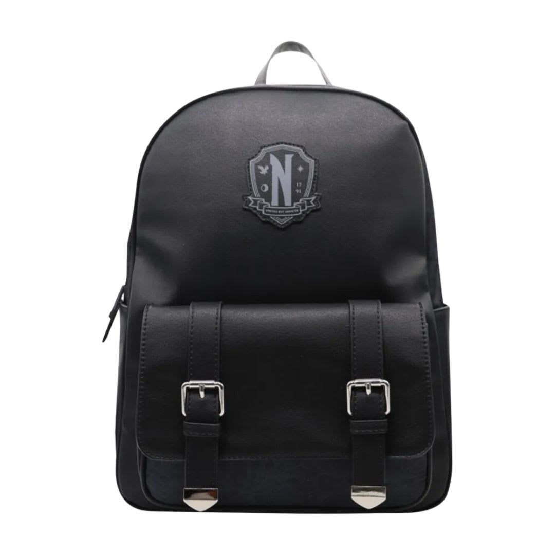 Mochila Oficio +Lonchera + Cartuchera Merlina Addams Negra2