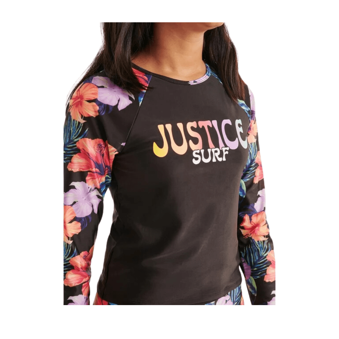 Polo de Baño Rash Guard Flores Justice Niña2