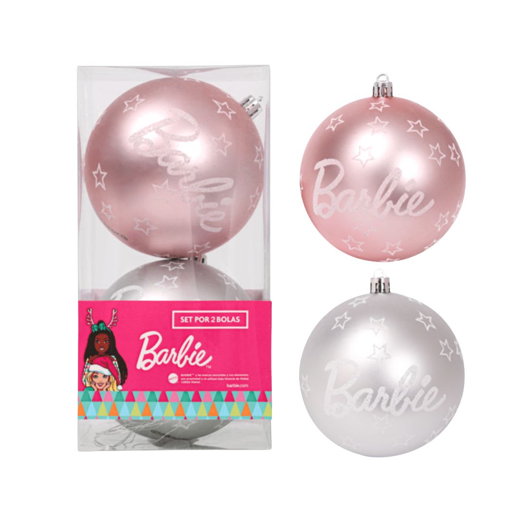 Tripack Decoración Navidad Barbie con 2 Bolas 10 cm + 6 Bolas 8 cm + 2 Corazones 12 cm2