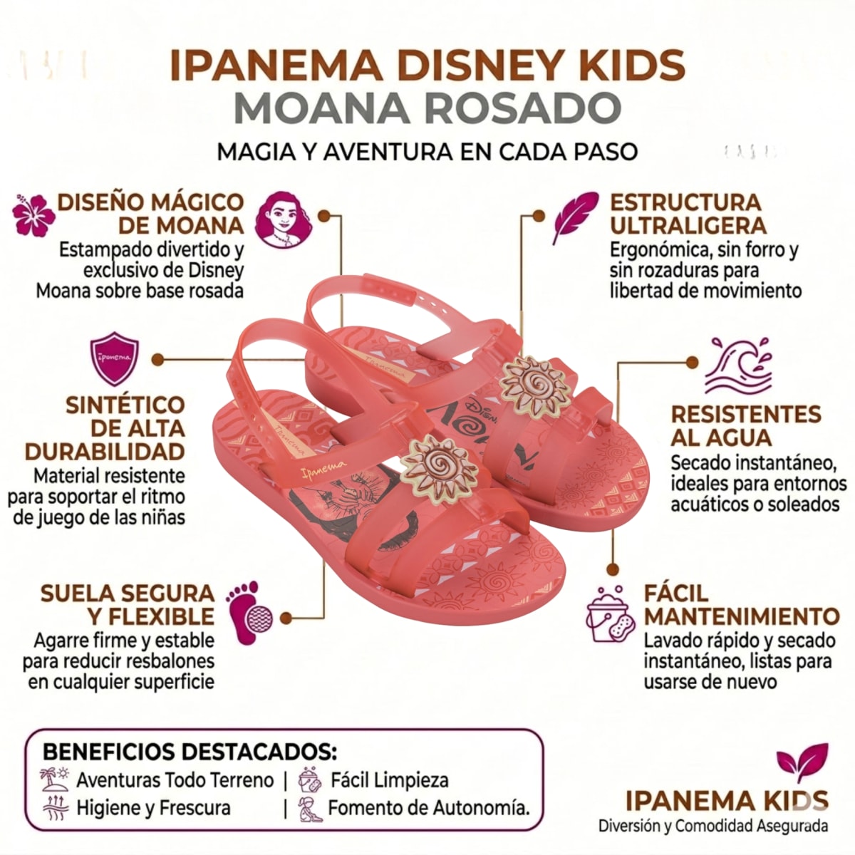 Sandalias Niña Casual Ipanema Disney Kids Moana Rosado2