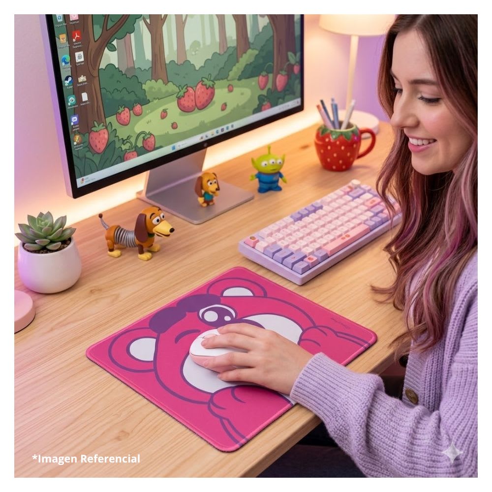 Mouse Pad Desk Oso Lotso Toy Story Pixar Neopreno Antideslizante 24x20 CM Fucsia6