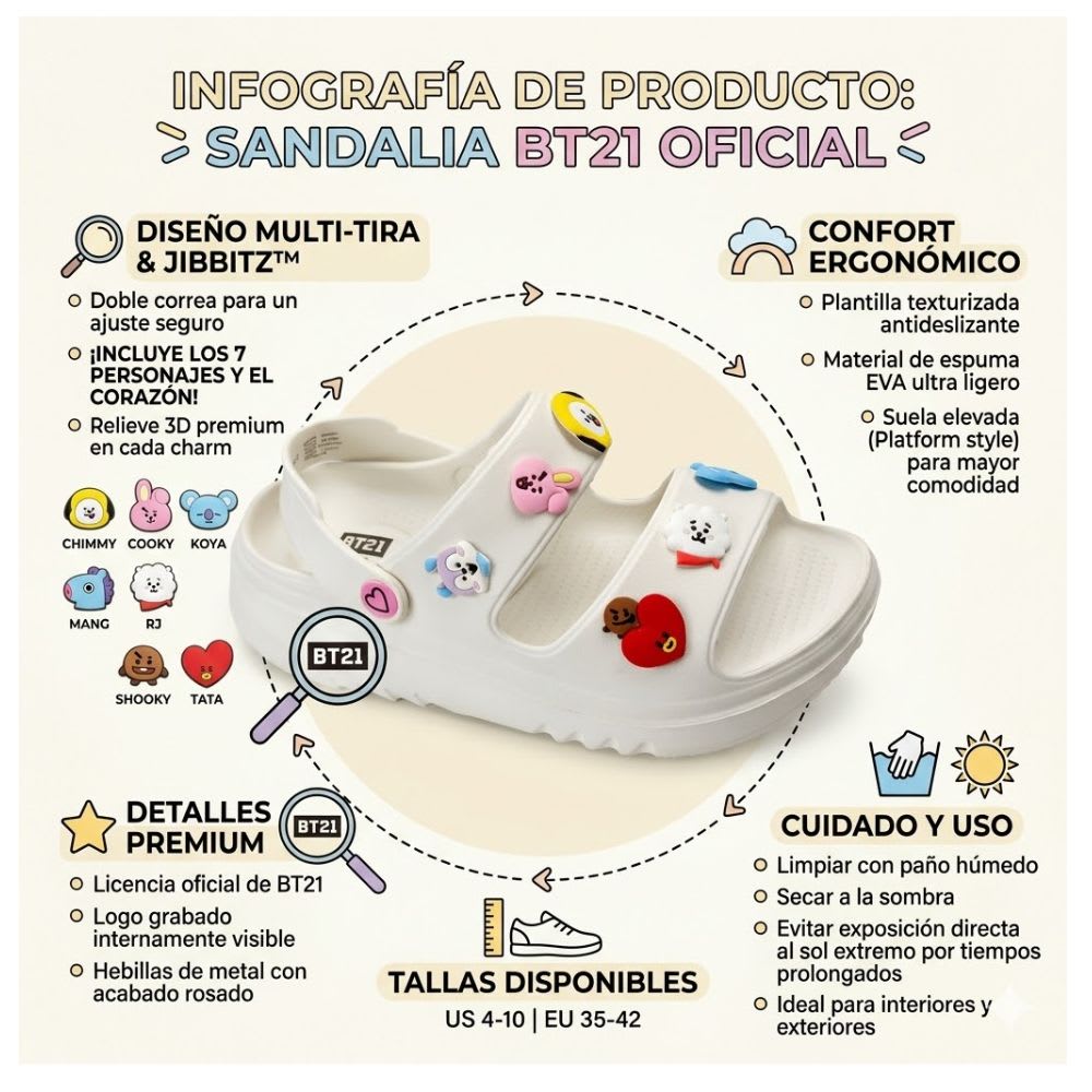 Sandalias Playera Clog Mujer BT21 Blanco2