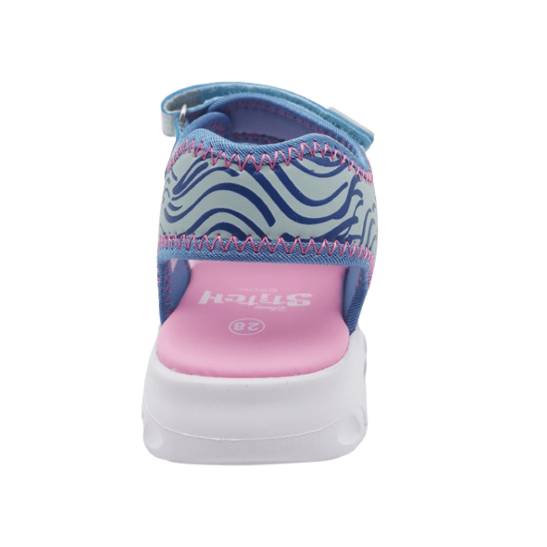 Sandalias Niña Playera Stitch Angel Azul Luces2