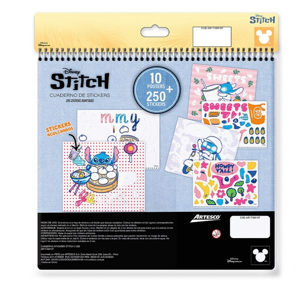 Cuaderno de Stickers Artesco 250 Stickers Stitch3