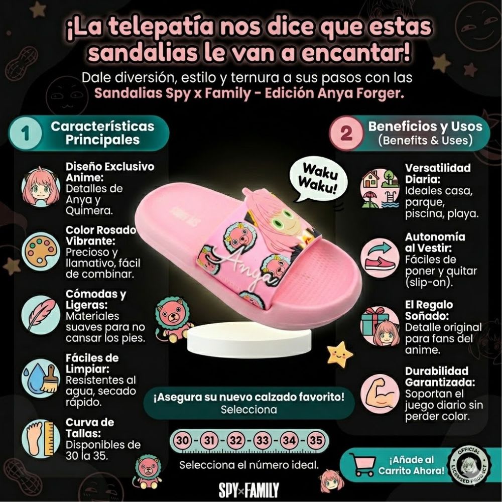 Sandalias Niña Casual Spy X Family Anya Anime Rosado2