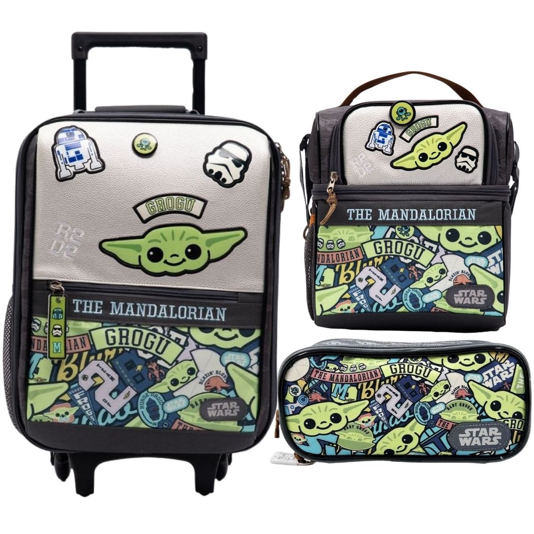 Maleta Oficio + Lonchera + Cartuchera Star Wars Baby Yoda 0