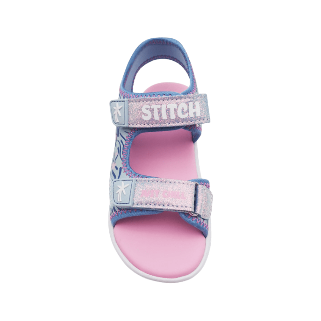 Sandalias Niña Playera Stitch Angel Azul Luces3