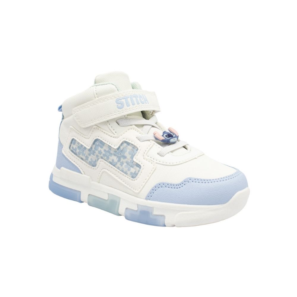 Zapatillas Niña Botin Stitch Blanco Azul con Luces2