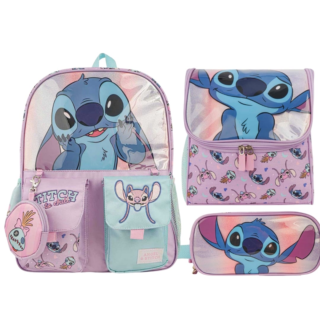 Pack Escolar Mochila Stitch Lila Oficio 0