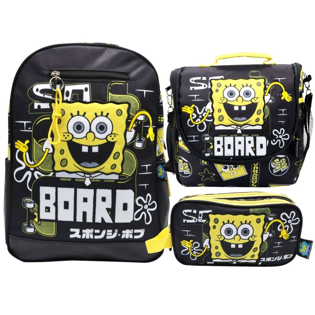 Pack Escolar Mochila Bob Esponja Negro Oficio 0
