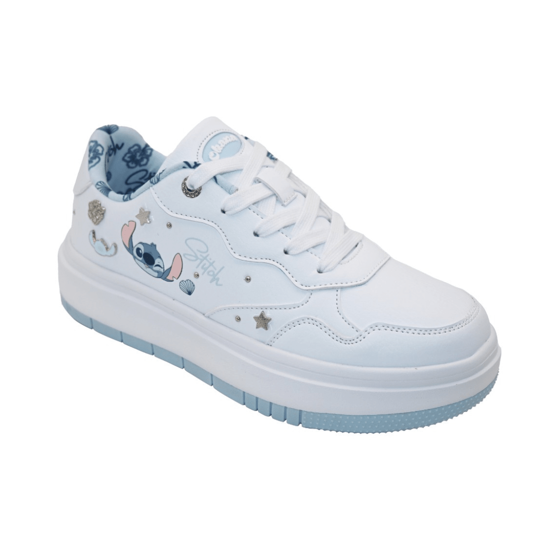 Zapatillas Mujer Urbana Stitch Blanco Celeste2