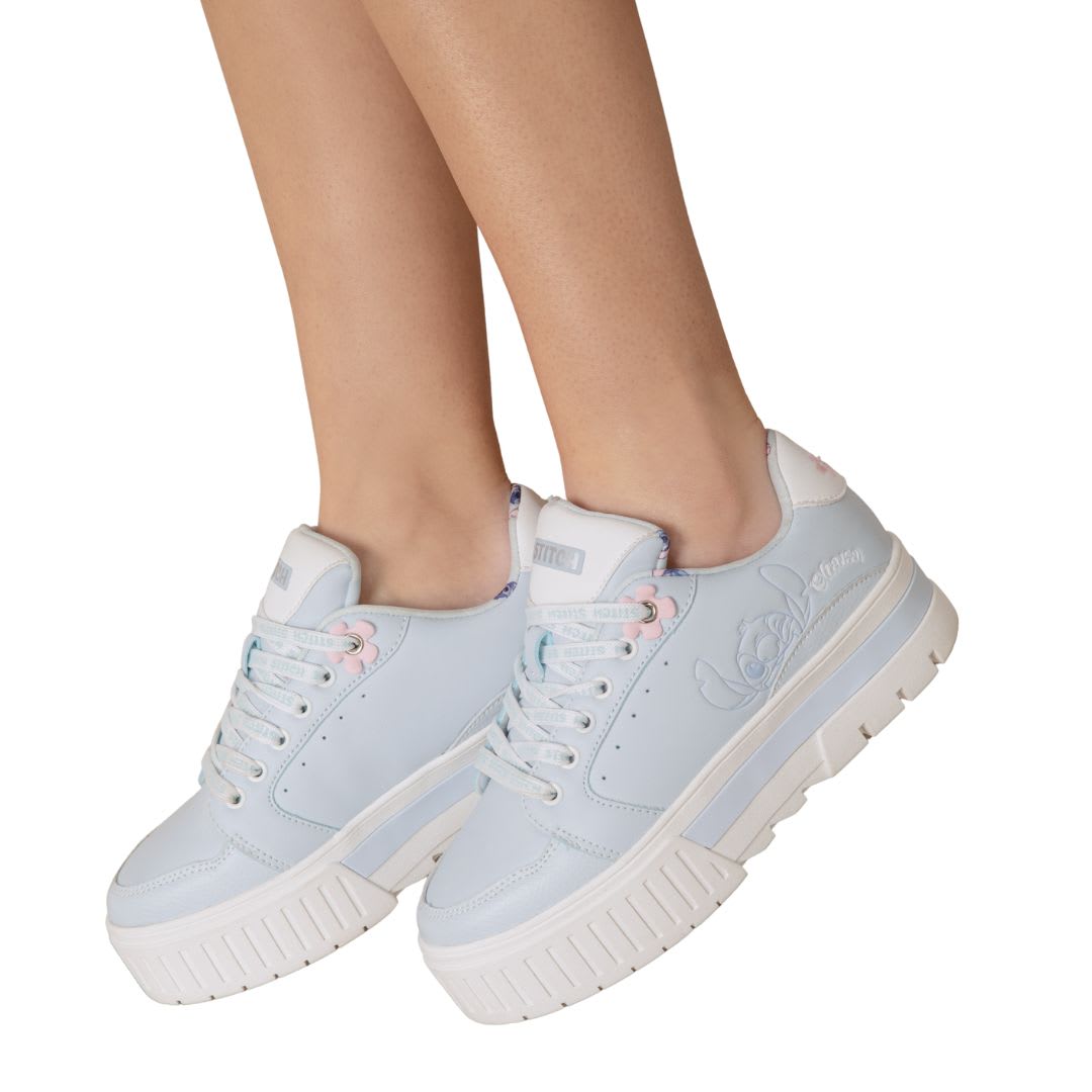 Zapatillas Mujer Stitch Casual Celeste4