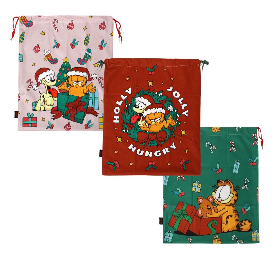 Tripack Bolsas para Regalo de Navidad Garfield incluye 3 Bolsas de 48x57 cm Modelos 1, 2 y 3 0
