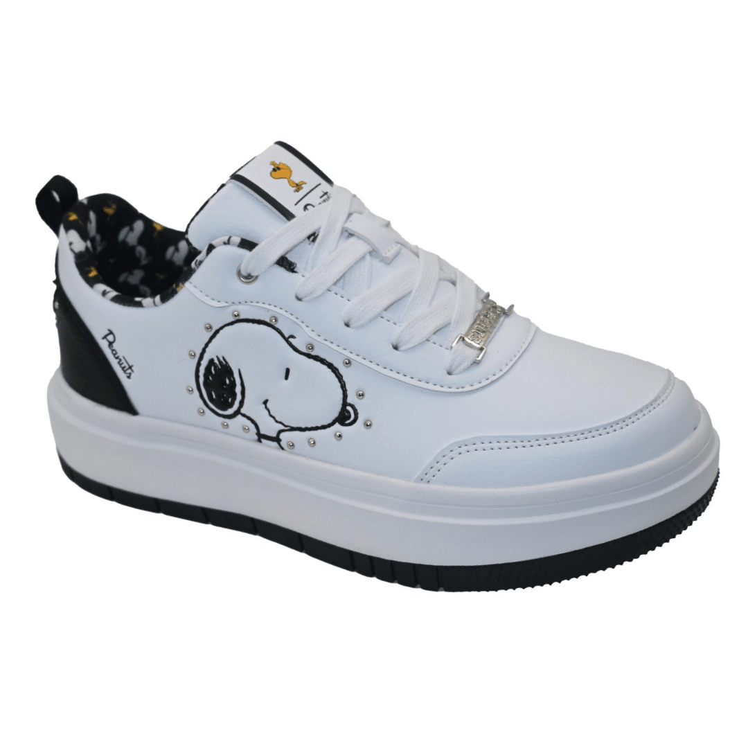 Zapatillas Mujer Casual Snoopy Blanco Negro2