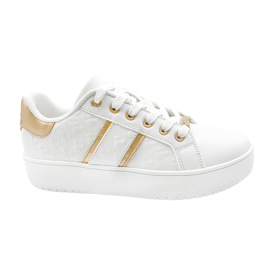 Zapatillas Mickey Mouse Blancas con Dorado Mujer 0