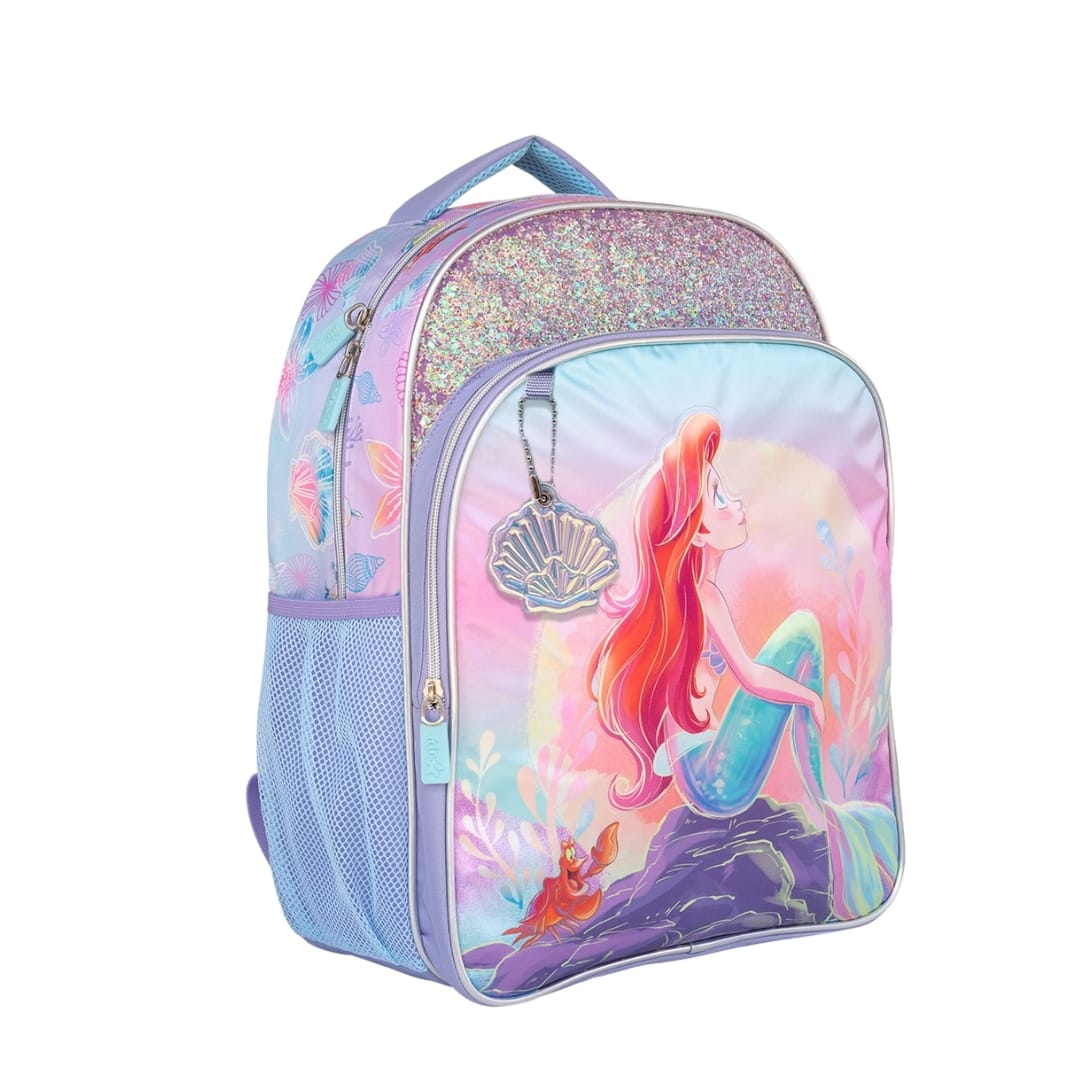 Pack Escolar Mochila Princesa Ariel La Sirenita Rosado Oficio2