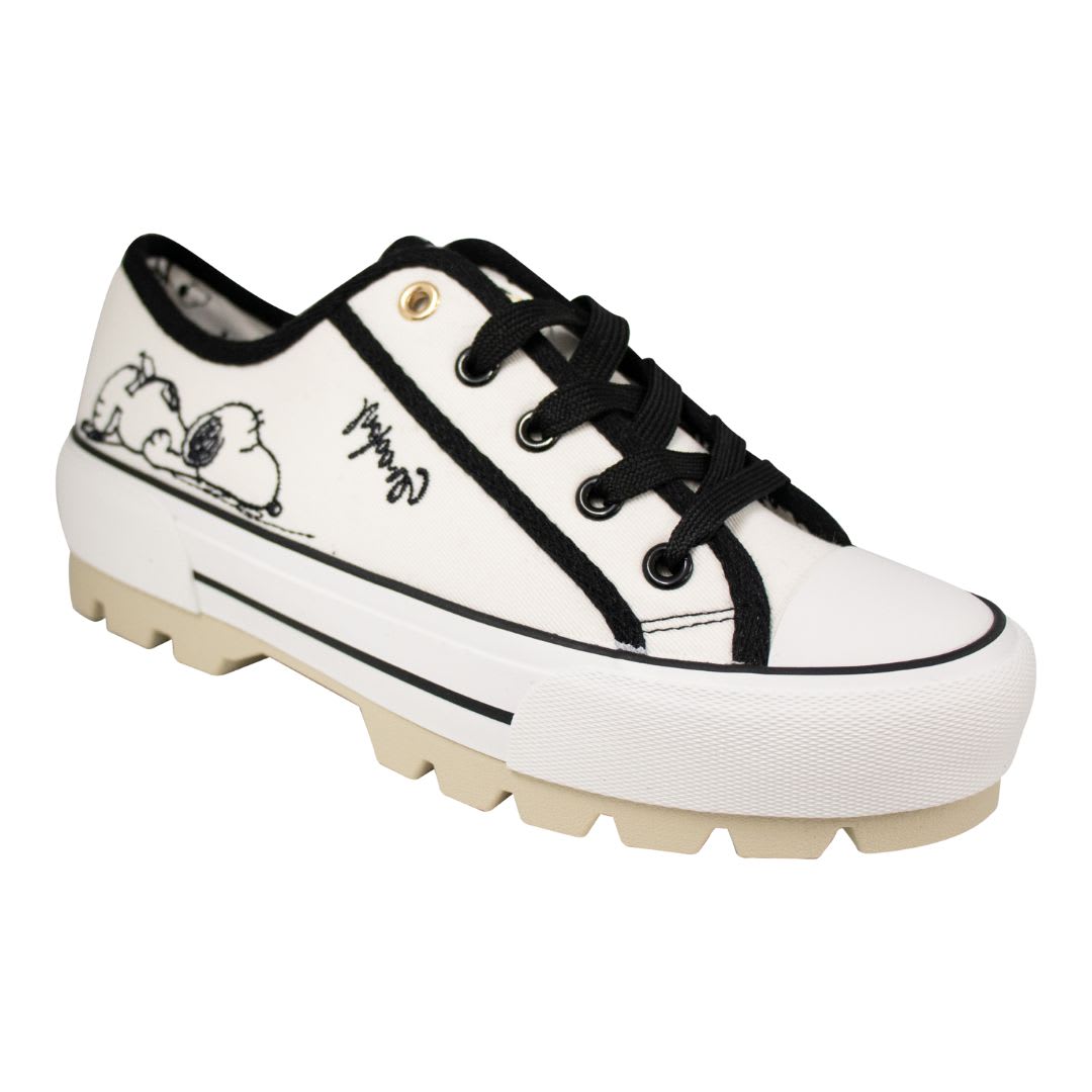 Zapatillas Urbanas Mujer Snoopy Blanco y Negro2