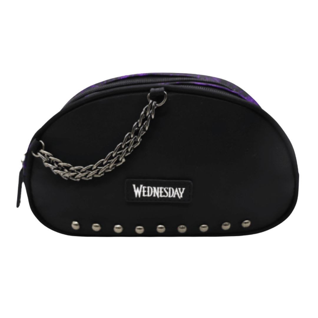 Mochila Oficio + Lonchera + Cartuchera Merlina Addams Morado4